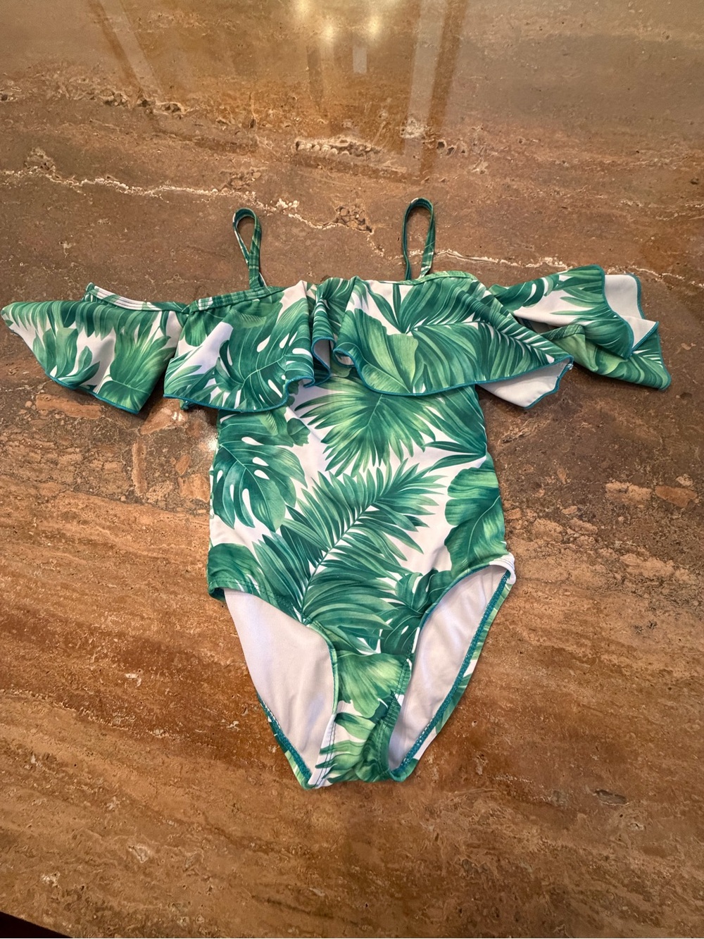 Marina West Green Tropical Leaf One-Piece Swimsuit for Kids